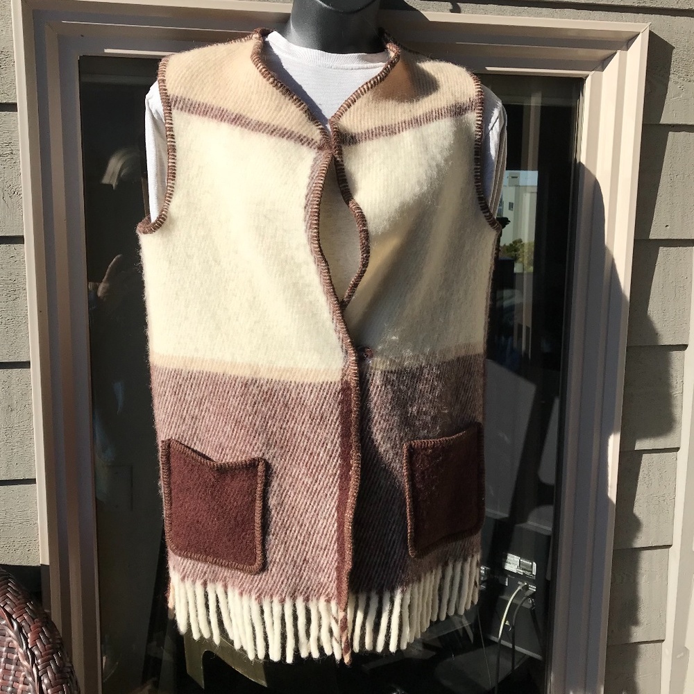 Double-faced thick wool long sweater vest, XL